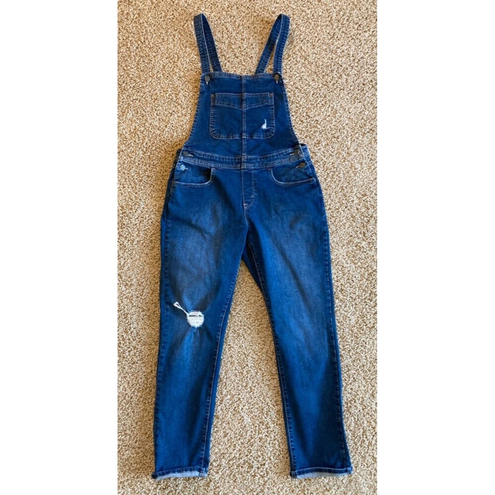 Levi’s Bib Overalls Junior Size 11 Distressed Black Label Roll Cuff Adj Straps